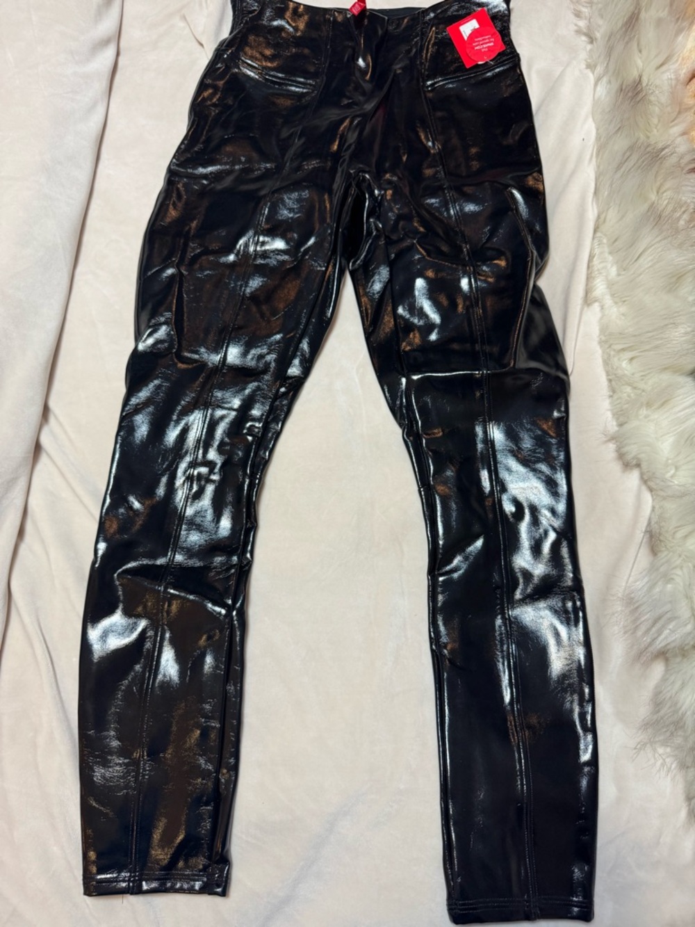 SPANX Glossy Black High-Shine Faux Leather Leggings